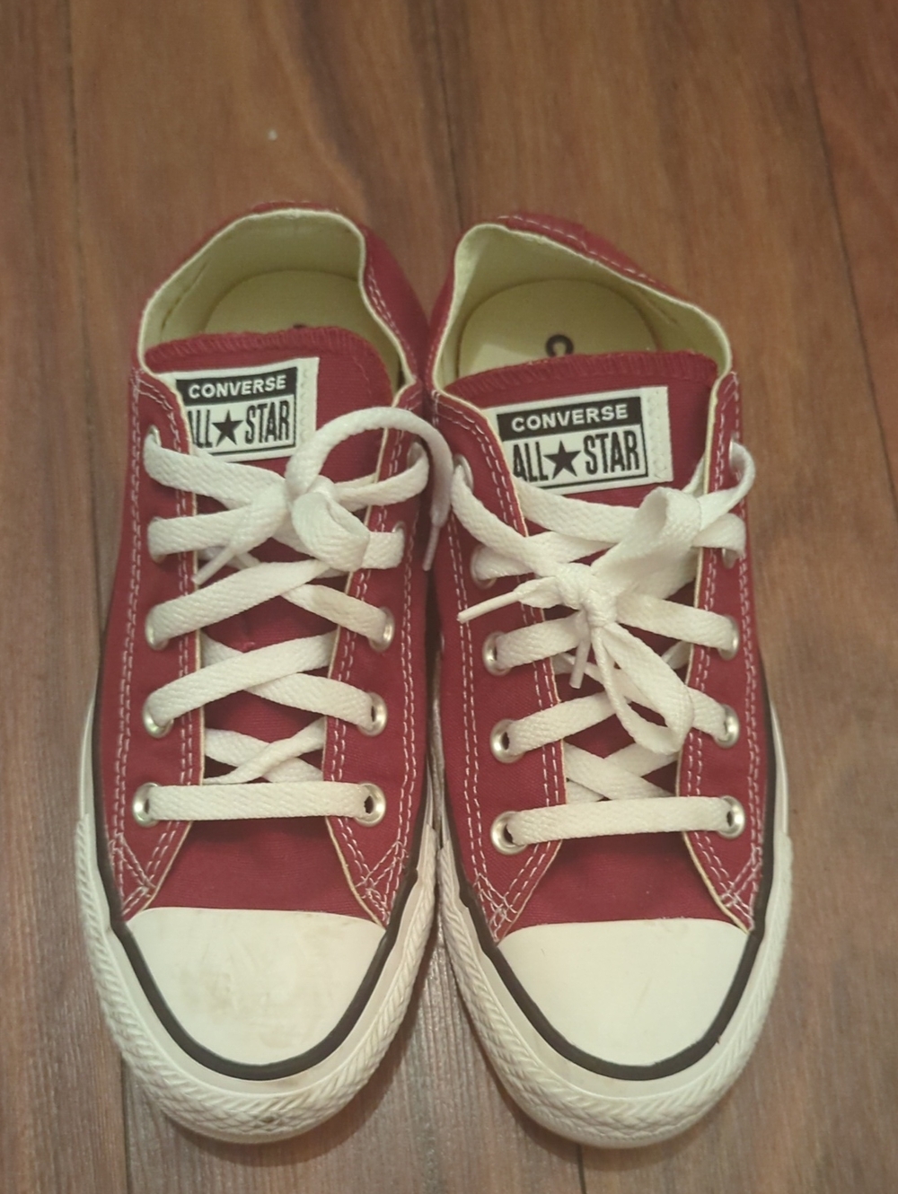Converse Red Low-Top Canvas Sneakers with White Accents
